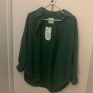 Zara army green denim shacket